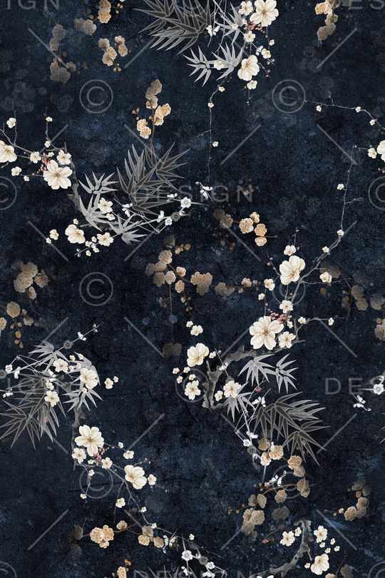 黑底花卉印花华亿平台图片