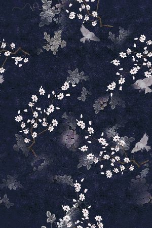 黑底花卉印花华亿平台图片