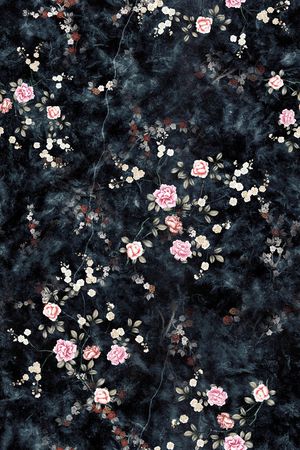 黑底花卉印花华亿平台图片