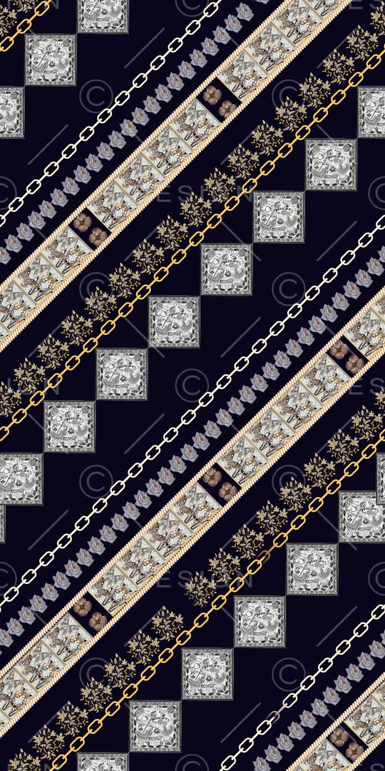 几何花卉印花华亿平台图片