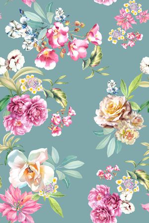 清爽底花卉印花华亿平台图片