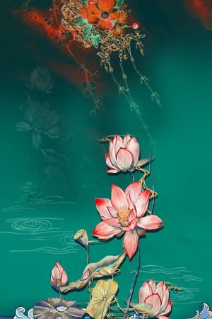 荷花印花华亿平台图片