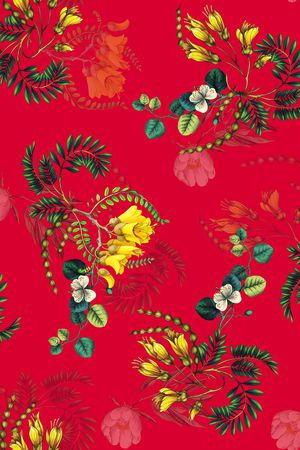 黑底花卉印花华亿平台图片