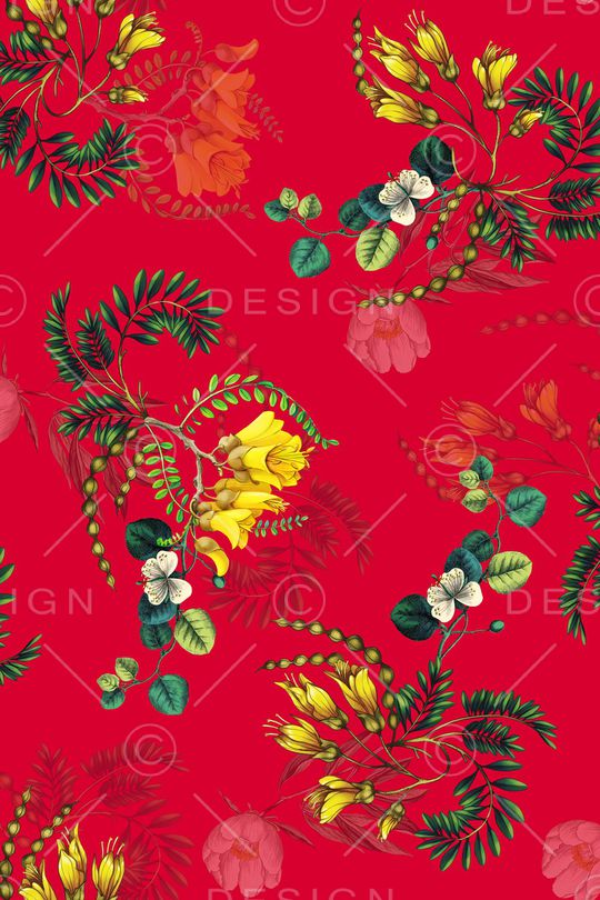 黑底花卉印花华亿平台图片