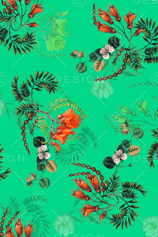 黑底花卉印花华亿平台图片