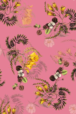 黑底花卉印花华亿平台图片