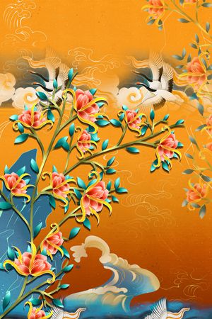 仙鹤印花华亿平台图片