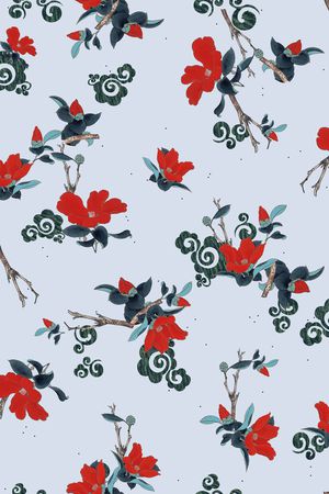 几何花卉印花华亿平台图片