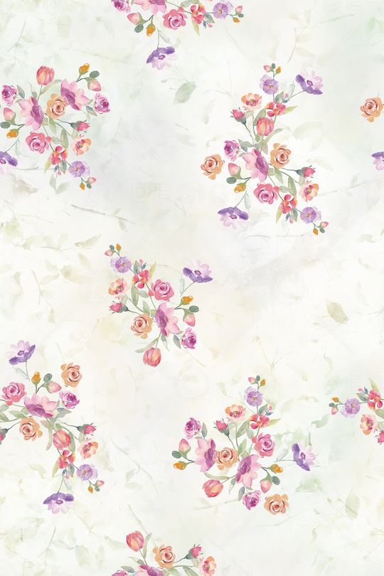 清爽底花卉印花华亿平台图片