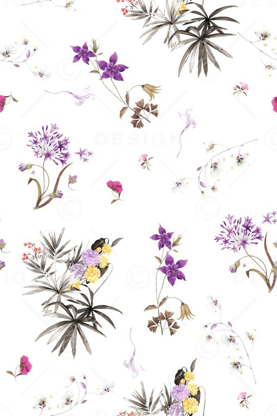 清爽底花卉印花华亿平台图片