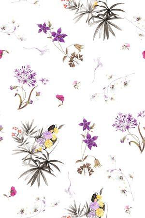 清爽底花卉印花华亿平台图片