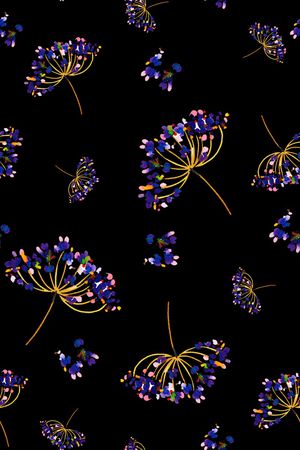 黑底花卉印花华亿平台图片