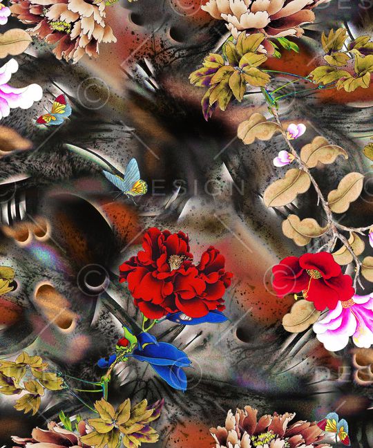 彩底花卉印花华亿平台图片