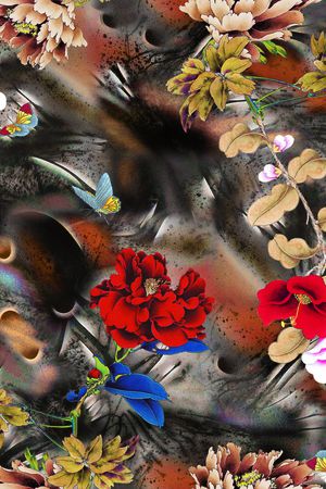 彩底花卉印花华亿平台图片