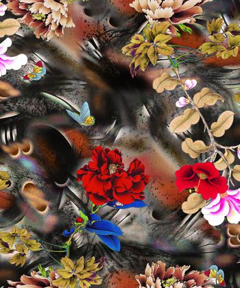 彩底花卉印花华亿平台图片