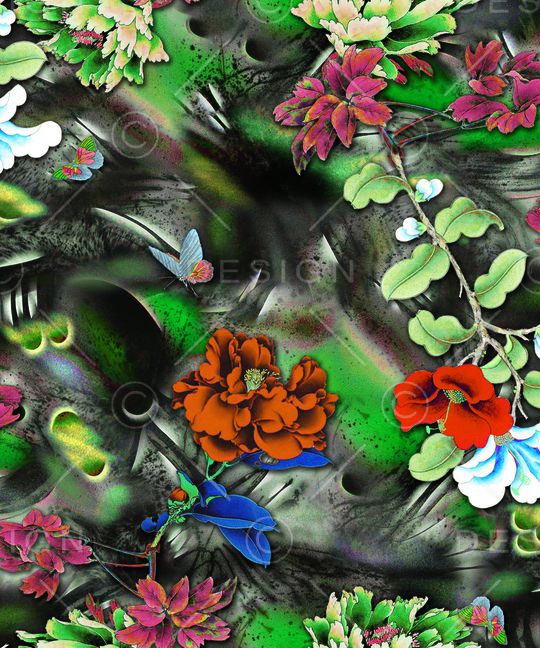 彩底花卉印花华亿平台图片