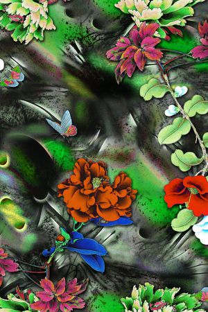 彩底花卉印花华亿平台图片