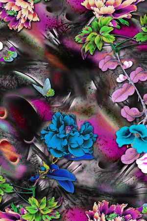 彩底花卉印花华亿平台图片