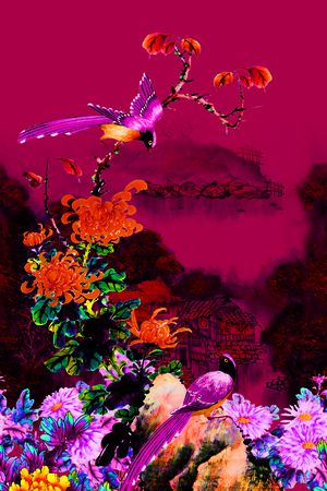 花鸟印花华亿平台图片