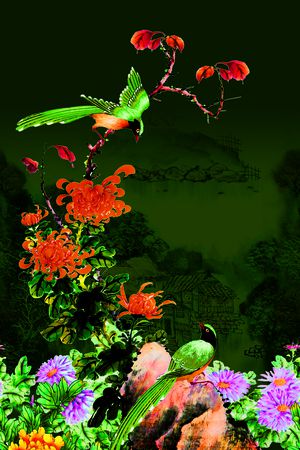 花鸟印花华亿平台图片