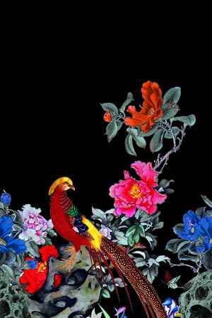 花鸟印花华亿平台图片