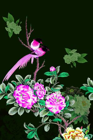 花鸟印花华亿平台图片