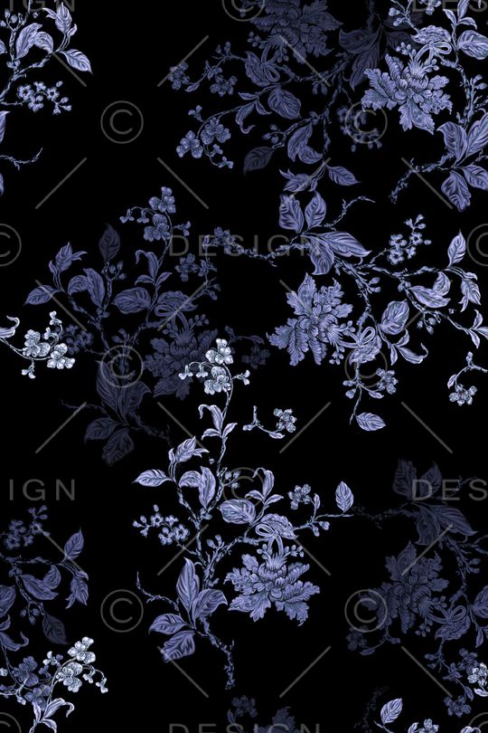 黑底花卉印花华亿平台图片