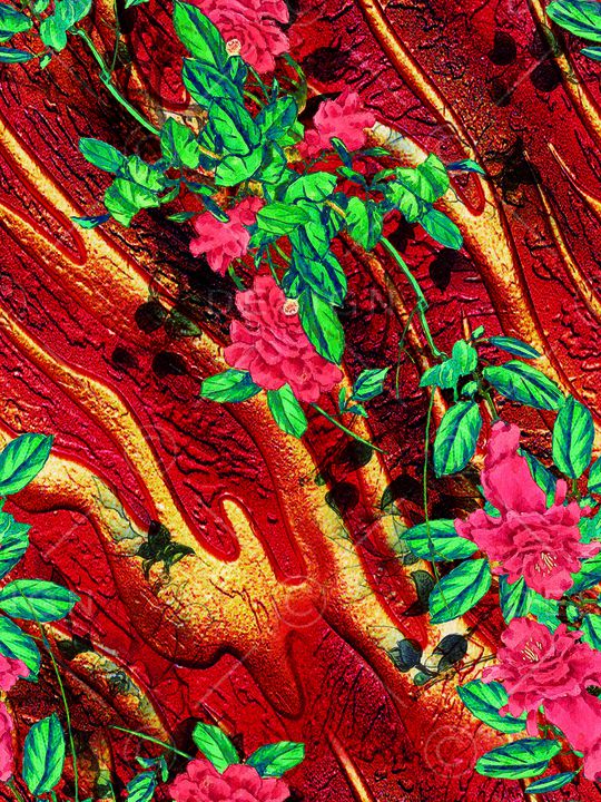 彩底花卉印花华亿平台图片