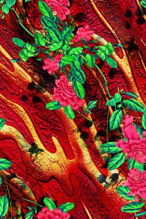 彩底花卉印花华亿平台图片