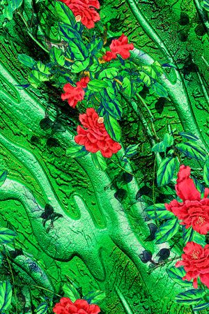 彩底花卉印花华亿平台图片