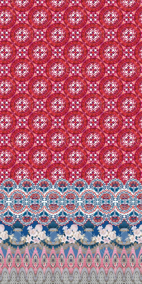 民族花卉印花华亿平台图片