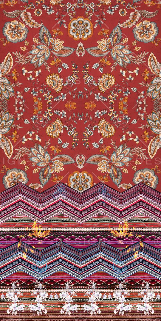 民族花卉印花华亿平台图片