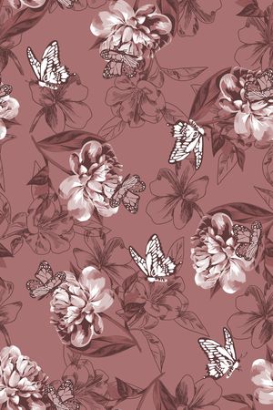 花卉蝴蝶印花华亿平台图片