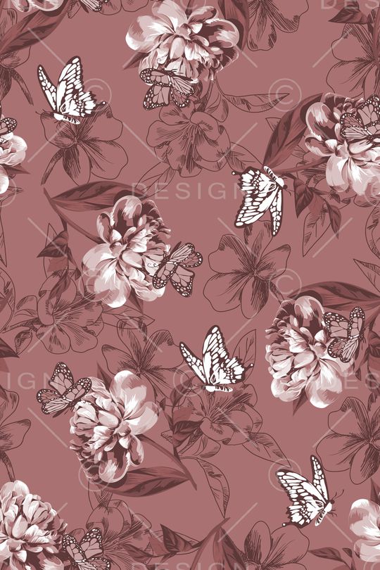 花卉蝴蝶印花华亿平台图片