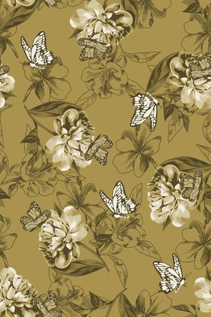 花卉蝴蝶印花华亿平台图片