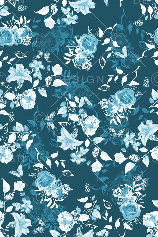 花卉蝴蝶印花华亿平台图片