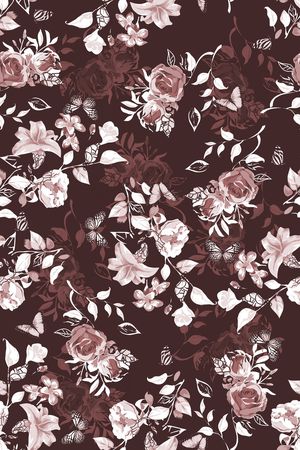 花卉蝴蝶印花华亿平台图片