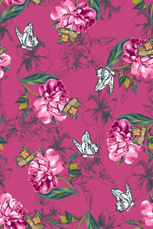 花卉蝴蝶印花华亿平台图片