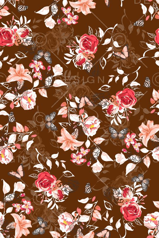 花卉蝴蝶印花华亿平台图片