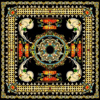 丝巾定位花印花华亿平台图片