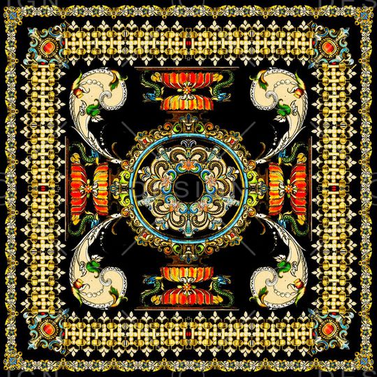 丝巾定位花印花华亿平台图片