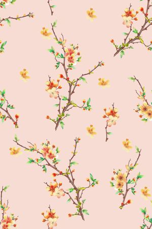 清爽底花卉印花华亿平台图片