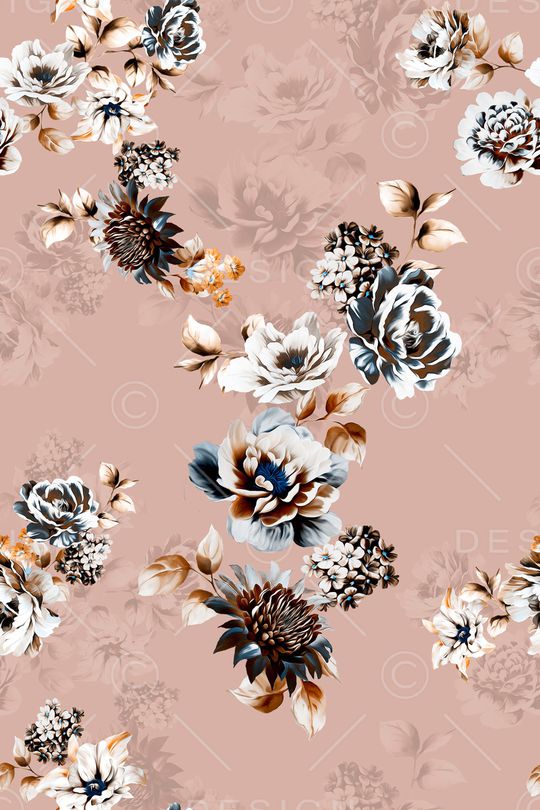 清爽底花卉印花华亿平台图片