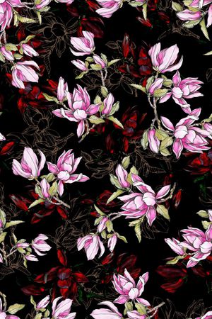 玉兰花印花华亿平台图片