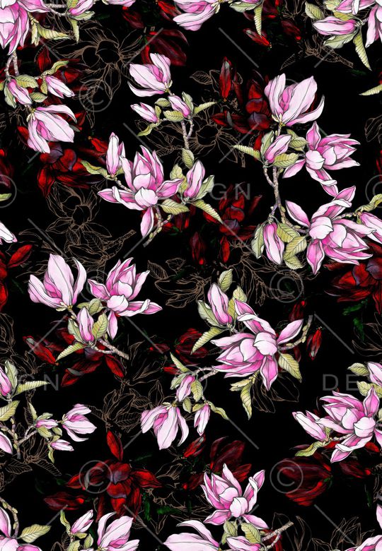 玉兰花印花华亿平台图片