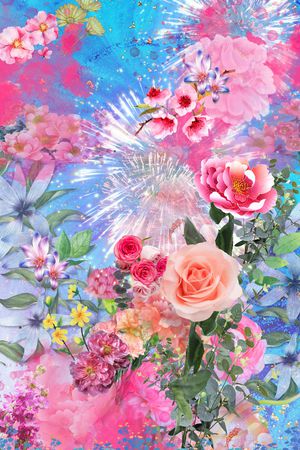 彩底花卉印花华亿平台图片