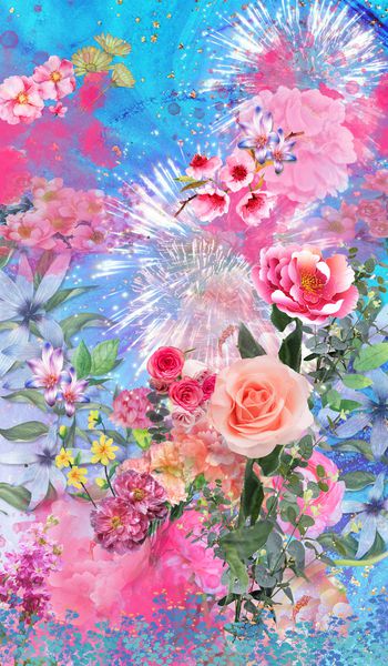 彩底花卉印花华亿平台图片