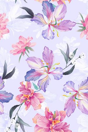 清爽底花卉印花华亿平台图片