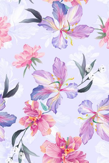 清爽底花卉印花华亿平台图片