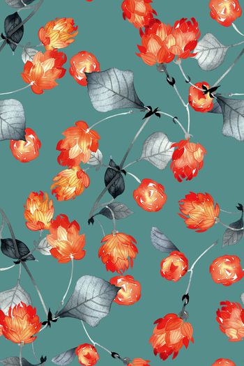 清爽底花卉印花华亿平台图片